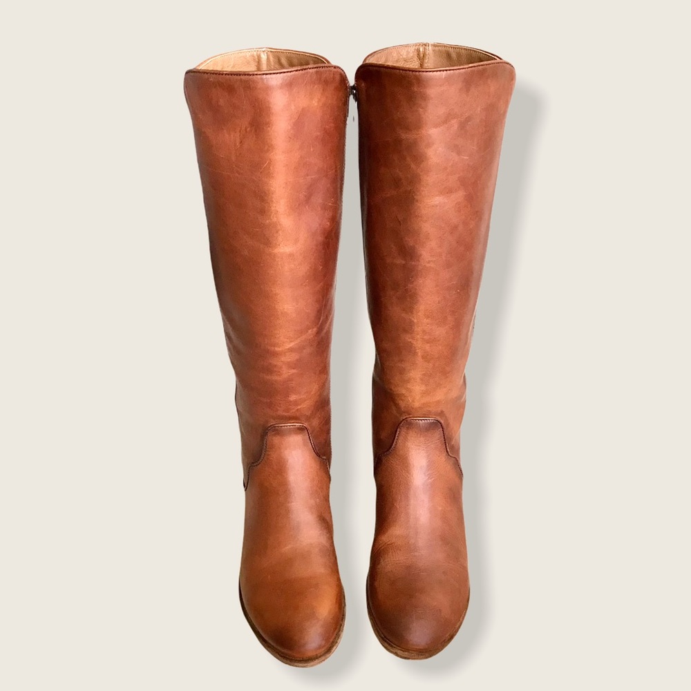 Frye Carson Piping Cognac Leather Tall Casual Boot - Picture 9 of 15